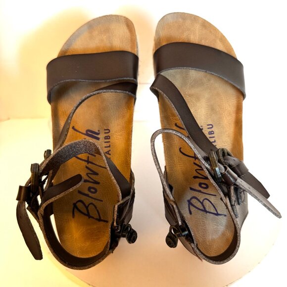 Blowfish Malibu Tanna Platform Strap Wedge Sandal Women Size 8 Brown - Picture 9 of 16